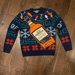 Old Forester Festive Navy Sweater Tacky Christmas Large L